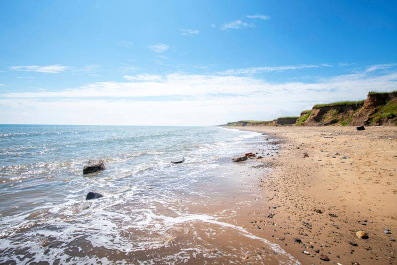 Barmston Beach in Yorkshire on a sunny day