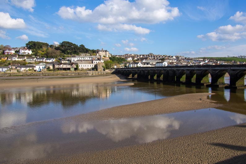 The river and bridge in the Devon town of Bideford