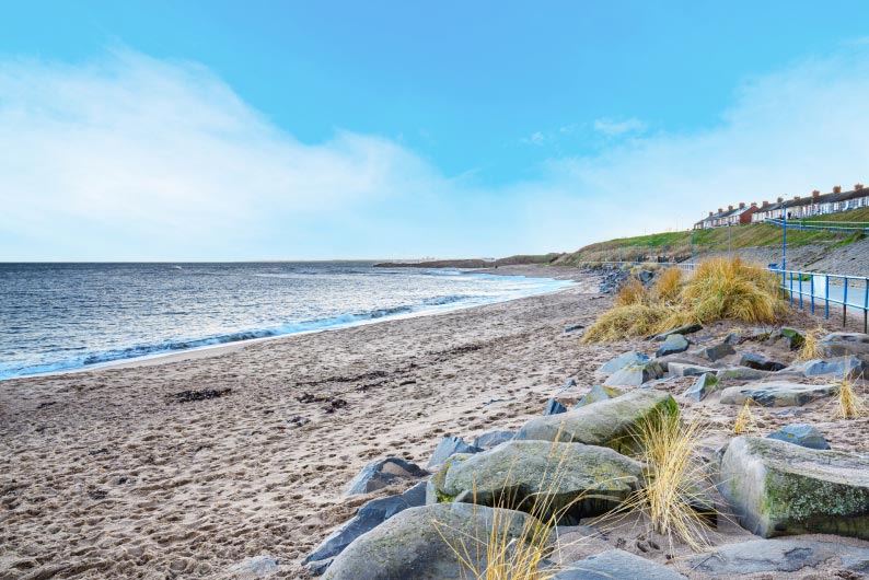 Sandy beach at Newbiggin-by-the-Sea in Northumberland