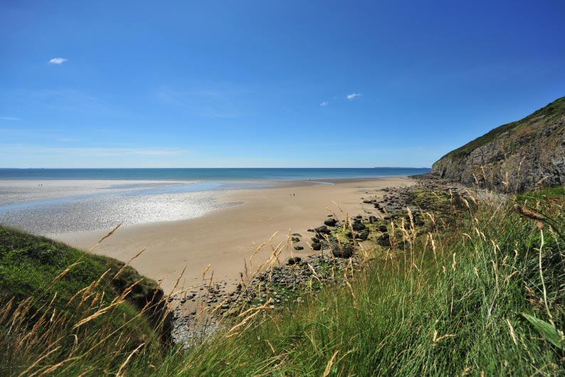 Pendine Sands Beach on a sunny day