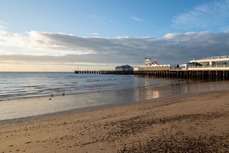 Clacton Pier and beach on the Essex coast