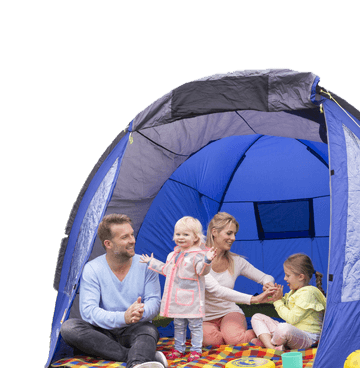 family in a tent