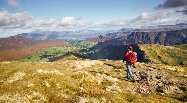 Woman walking Through Lake District with Dog