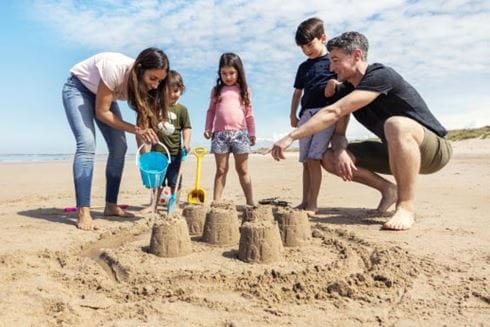 Family on beach