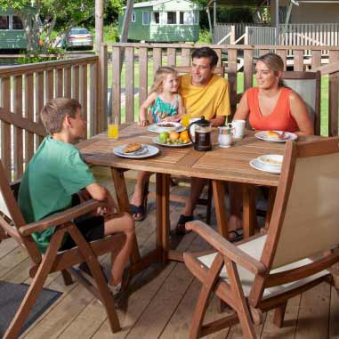 Family on decking
