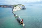 An aerial view of The Needles on the Isle of Wight