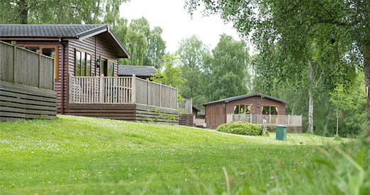 Lodges surrounded by woodland in Scotland