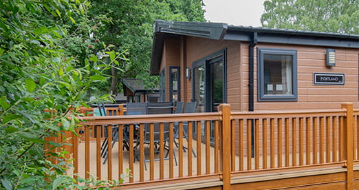 A lodge nestled amongst the trees at Cayton Bay Holiday Park in Yorkshire