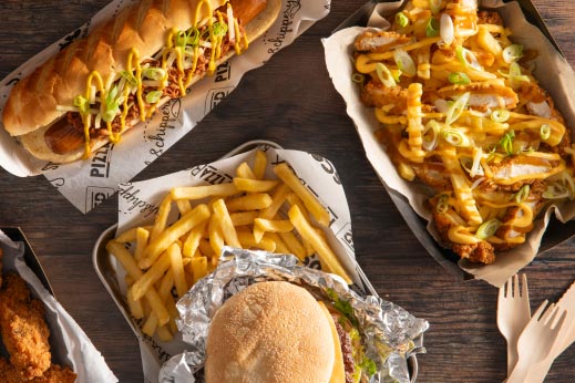 Hot dog with loaded fries