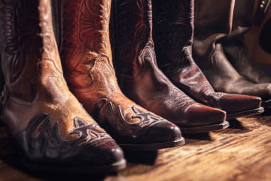 A row of cowboy boots