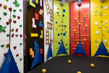 an indoor climbing wall