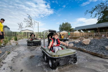 child on an adventure bug kart