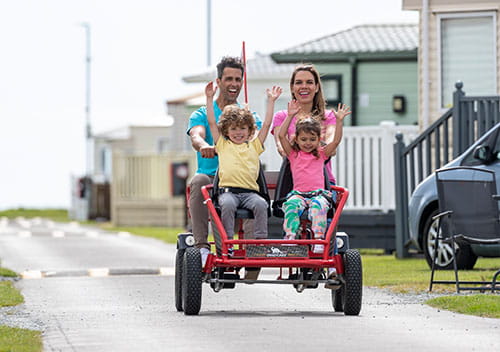 Family of four on a kart