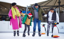 Family skating on ice