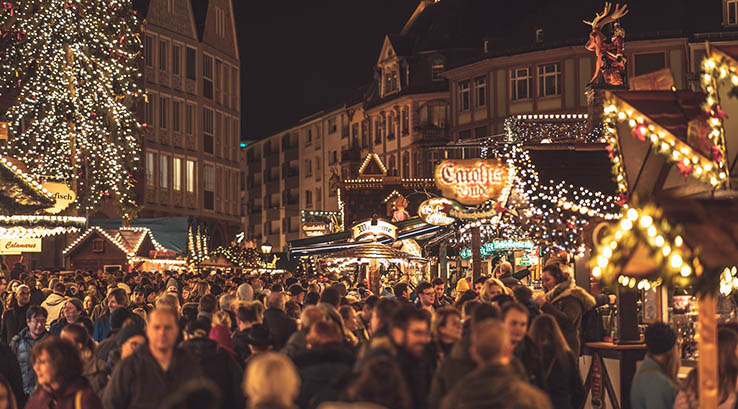 A festive christmas market scene