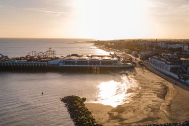 an Essex beach at sunset