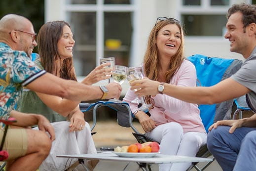 friends toasting together