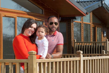 Family on decking