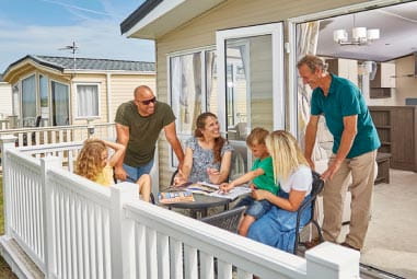 Family on decking