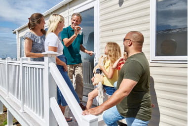Family on decking