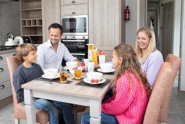 Family in caravan