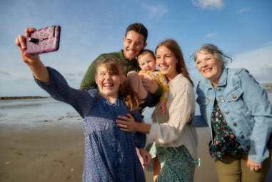 Family on beach