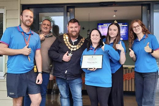 Mayor of Newquay posing for a photo