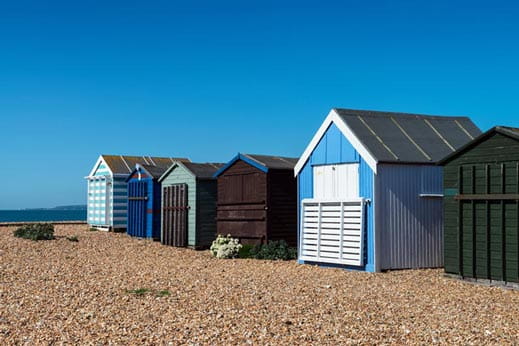 Beach huts in the sunshine