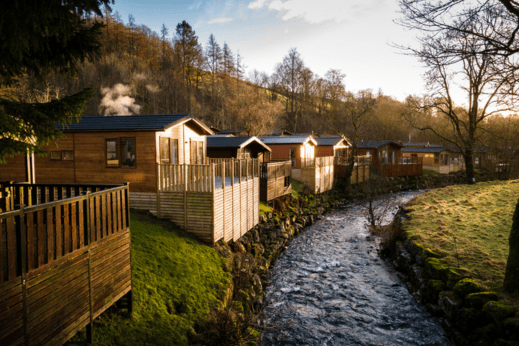 Caravans along a lake