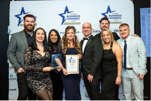 Team accepting an award