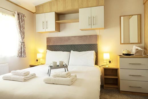 Double bedroom inside caravan
