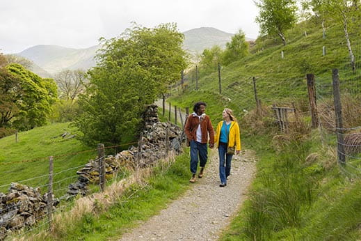Couple on a walk in the british countryside