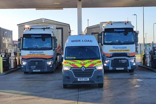 Transport lorries lined up