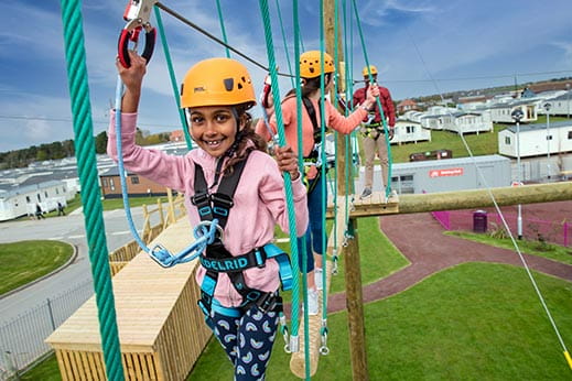 Children on high ropes course at Holiday Park
