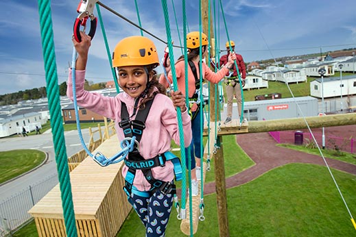 Children on high ropes course at Holiday Park