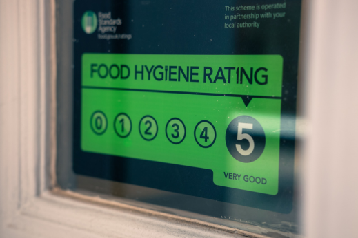 5/5 Food hygiene rating sign