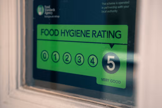 5/5 Food hygiene rating sign