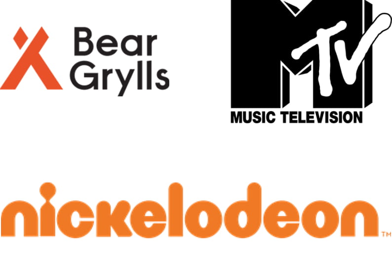 Bear Grylls, MTV and Nickelodeon logos