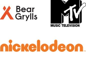 Bear Grylls, MTV and Nickelodeon logos