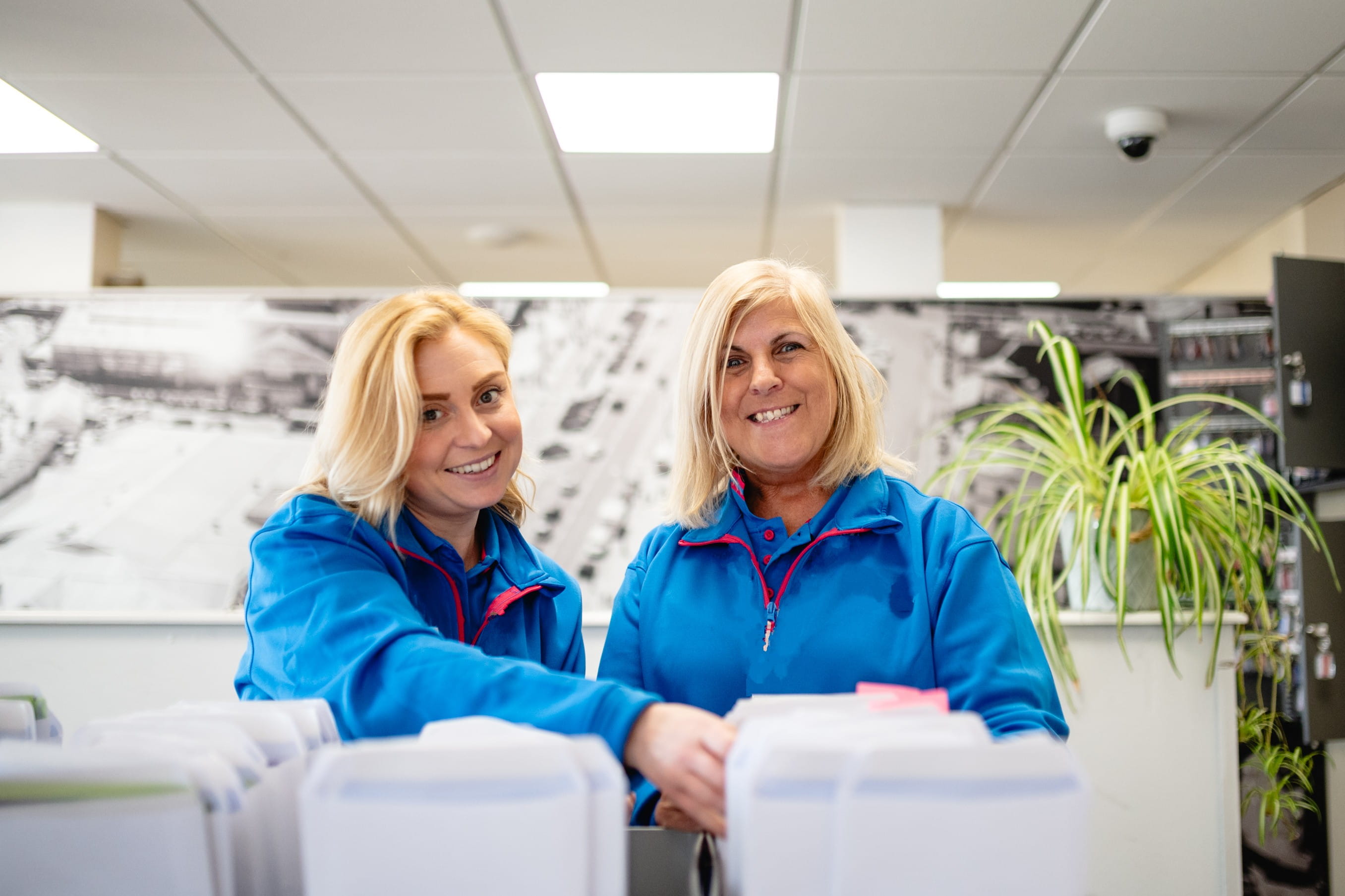 Smiling coworkers