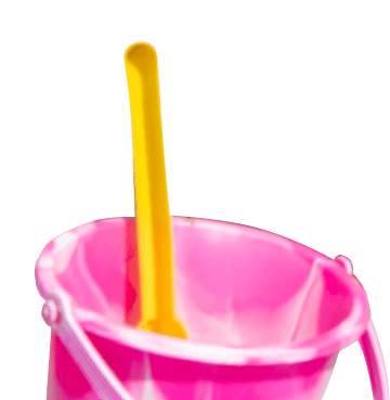 Pink bucket with yellow spade