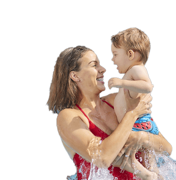 Mum and son in the swimming pool