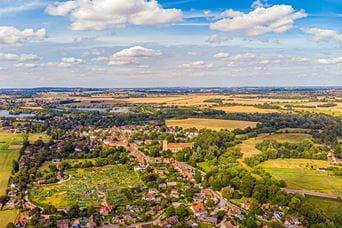 An aerial view of Dorchester in the Dorset countryside