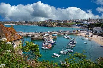 A view over Newquay harbour in Cornwall