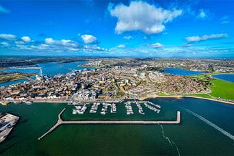 An aerial view over Poole in Dorset