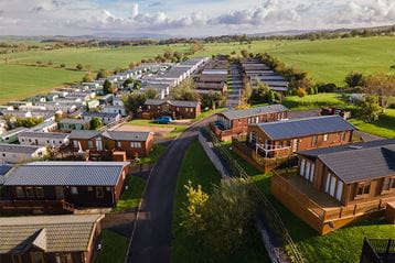 A view over lodges and caravans at Todber Valley Holiday Park in Lancashire's countryside