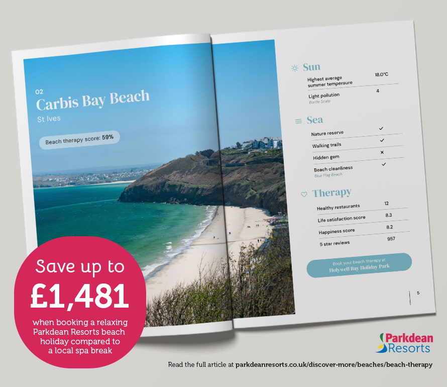 A Parkdean Resorts brochure showing Carbis Bay