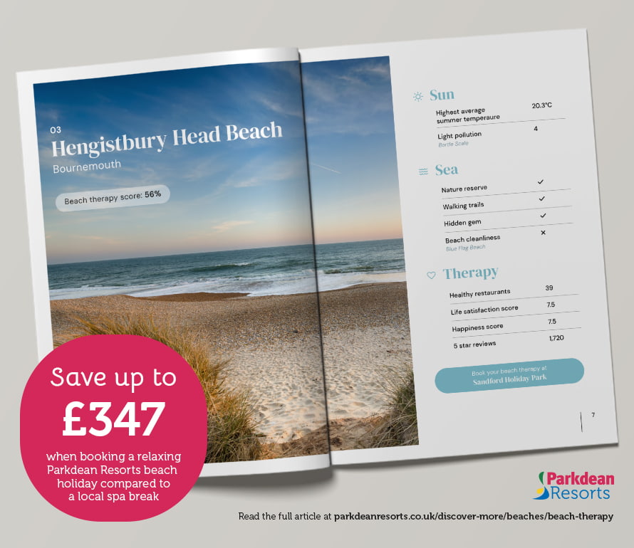 A Parkdean Resorts brochure showing Hengistbury Head