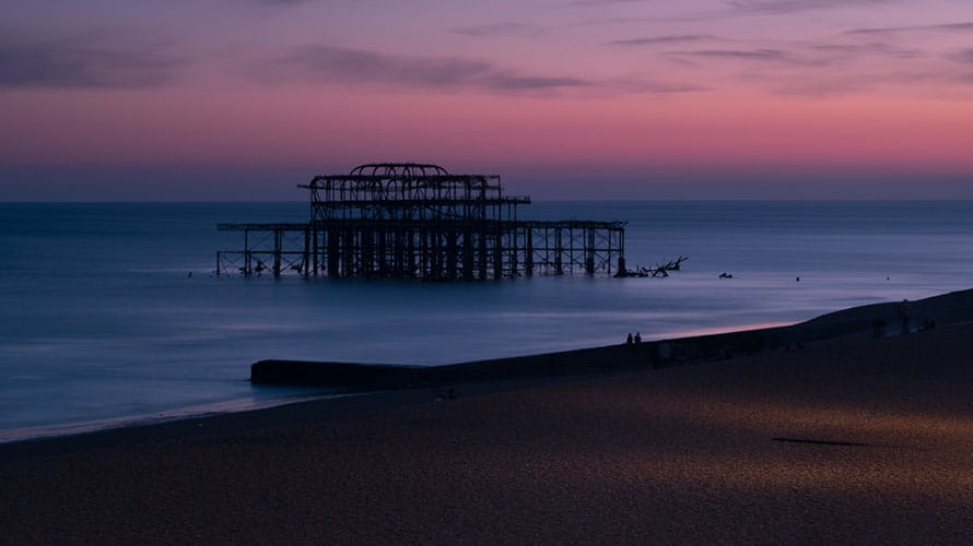 Brighton Beach at sunset
