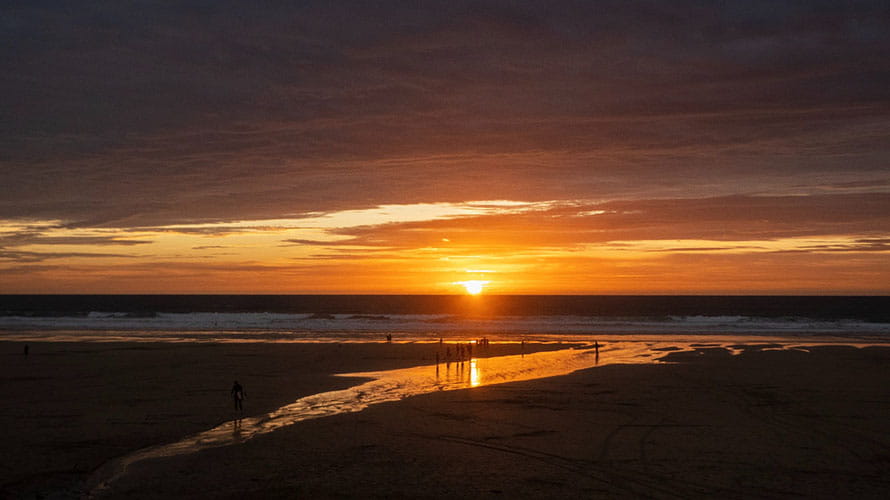 Sunset over a Cornwall beach